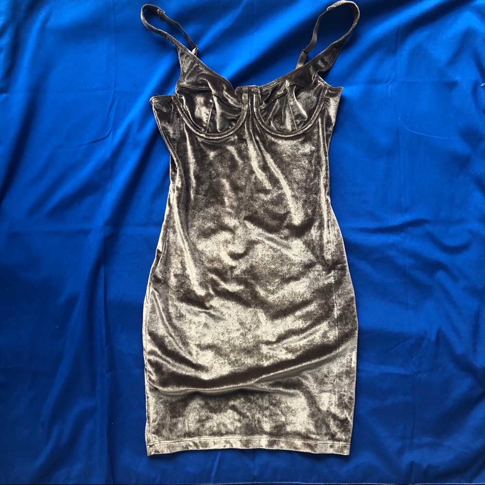 Grey Suede Mini dress party dresss